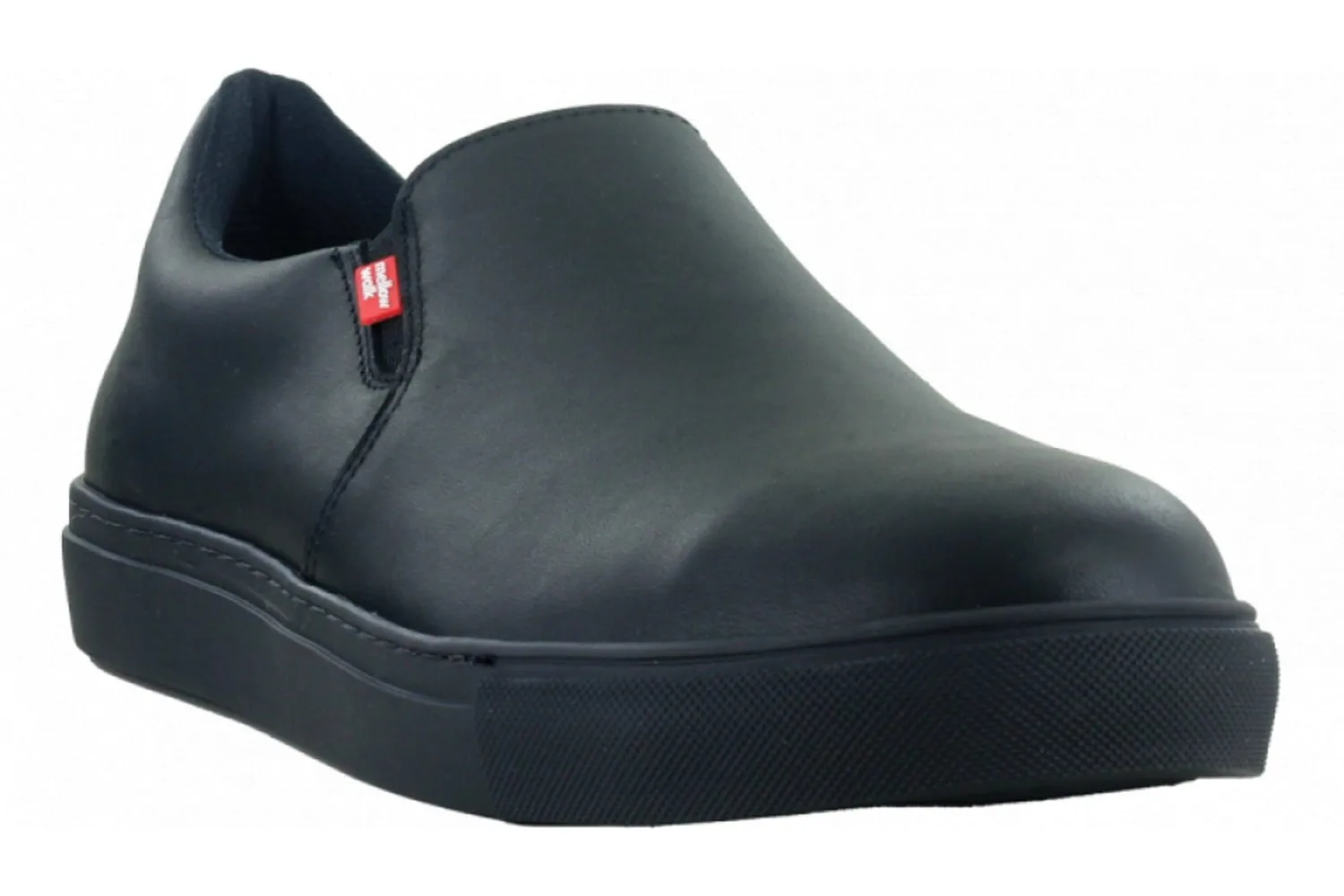 Mellow Walk Mens Owen EH PR Black Leather Skate Slip-On Work Shoes