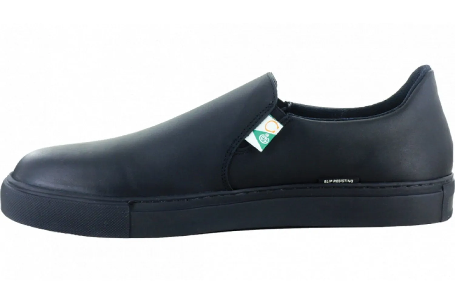 Mellow Walk Mens Owen EH PR Black Leather Skate Slip-On Work Shoes