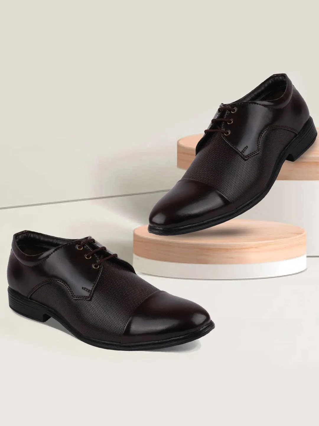 Men Brown Formal Lace-Up Brogue Shoes