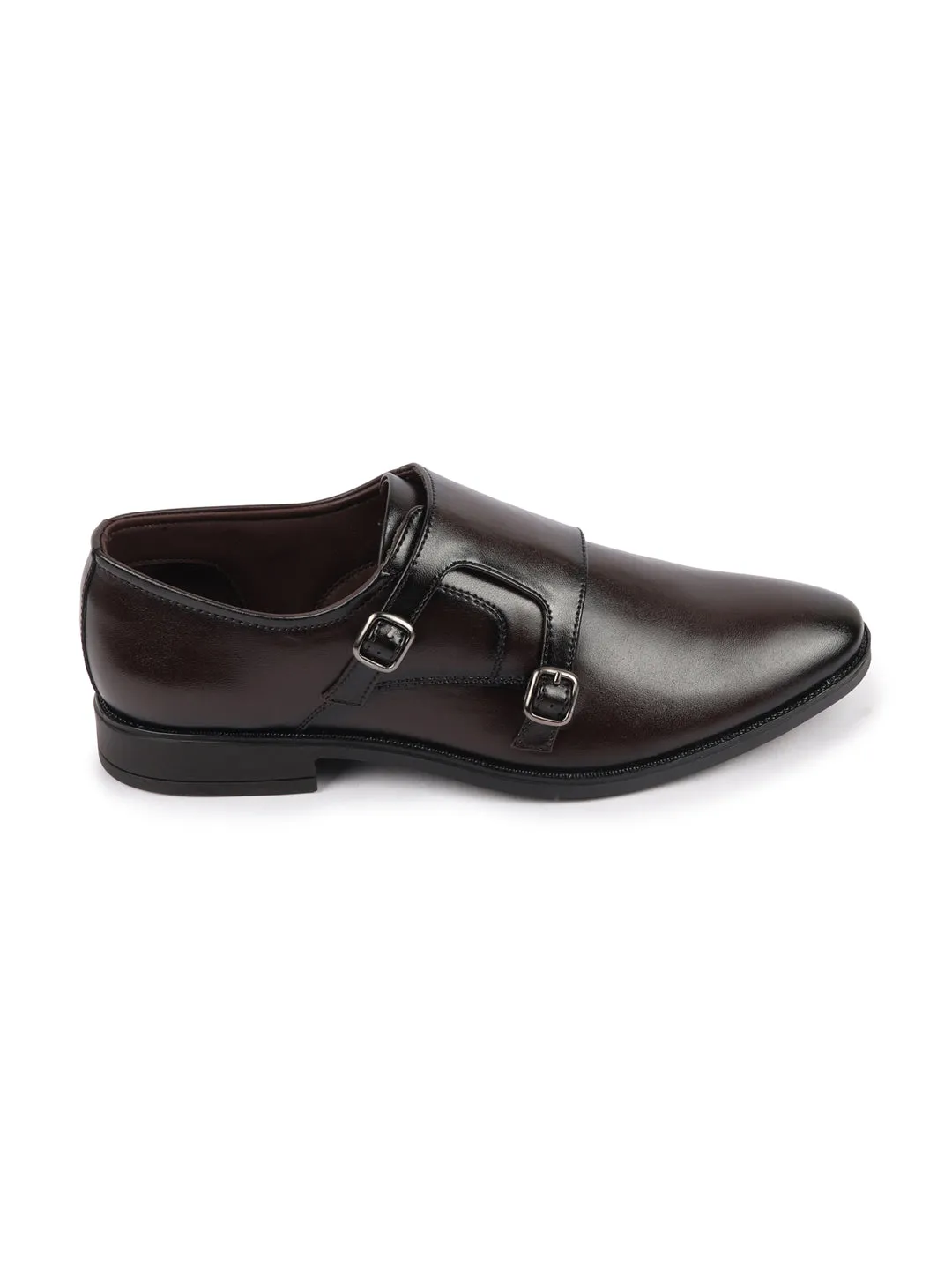 Men Brown Formal Wedding Party Double Monk Strap Shoes