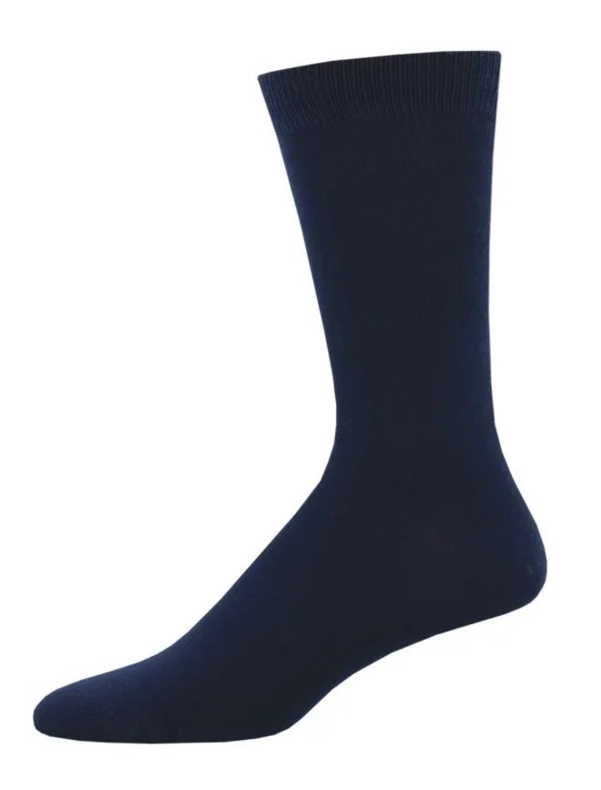 Men's Bamboo Solid Crew Sock -Black -King Sized