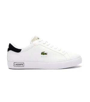 Men's Powercourt Logo Tongue Leather Trainers  White/Black