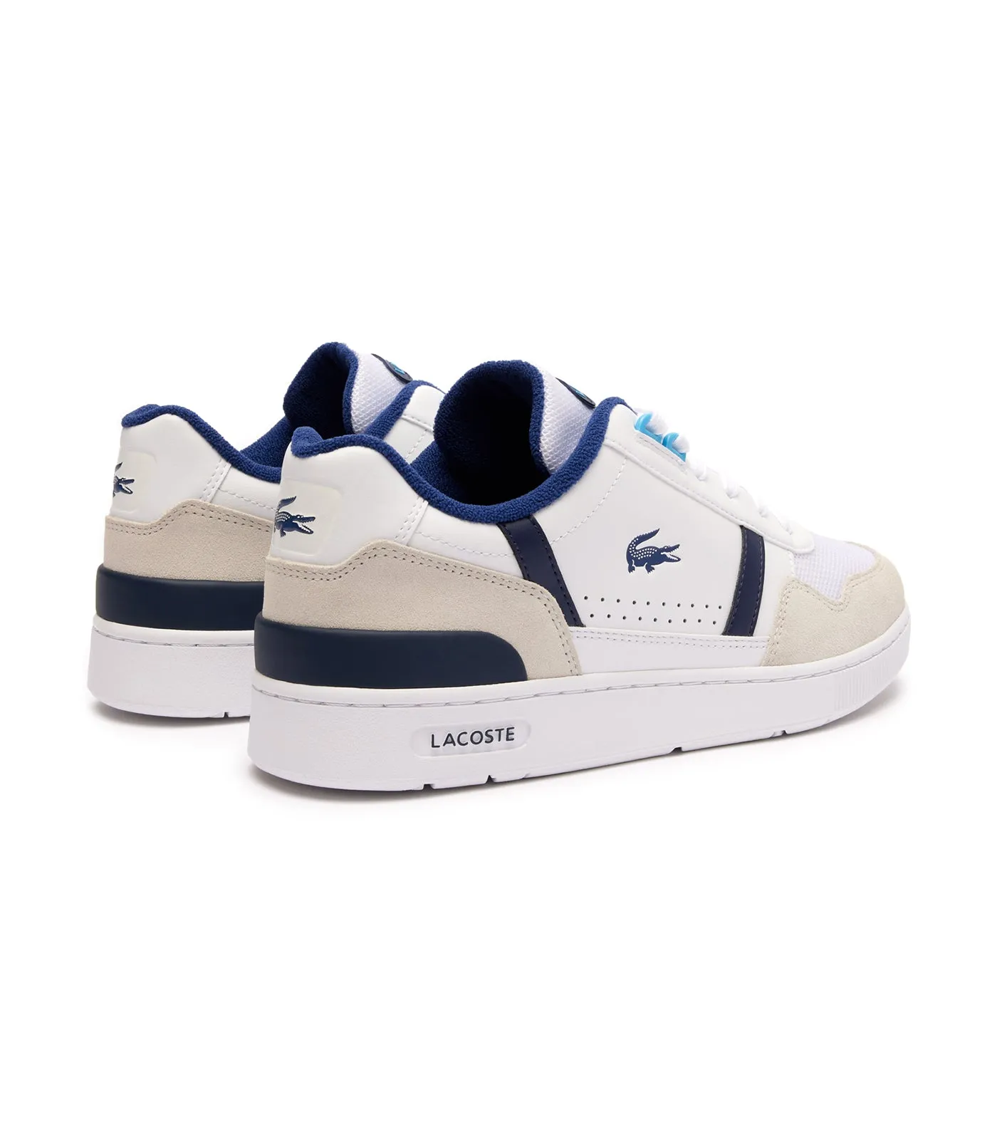 Men's T-Clip Contrasted Leather Trainers  White/Blue