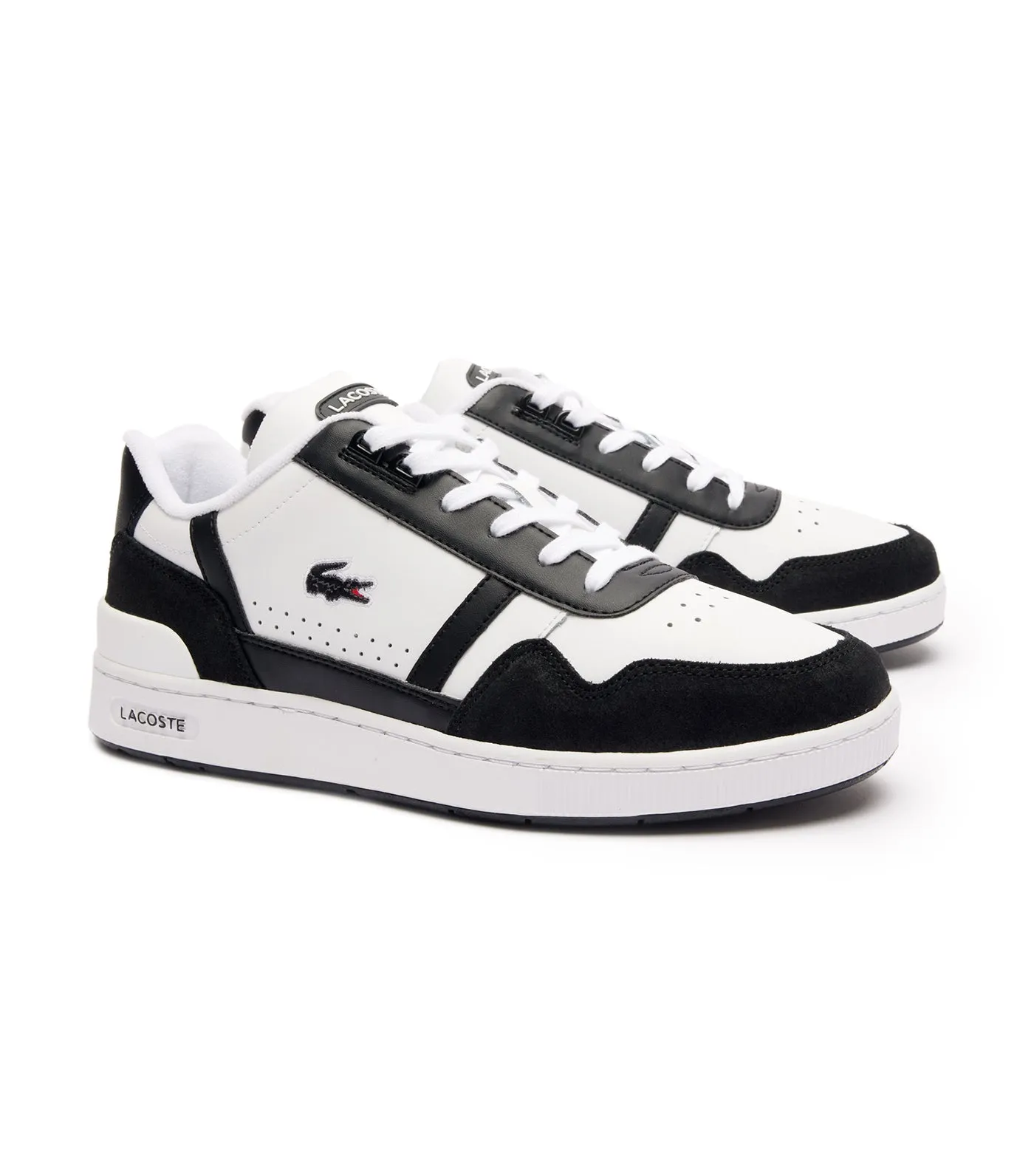 Men's T-Clip Logo Leather Trainers  White/Black