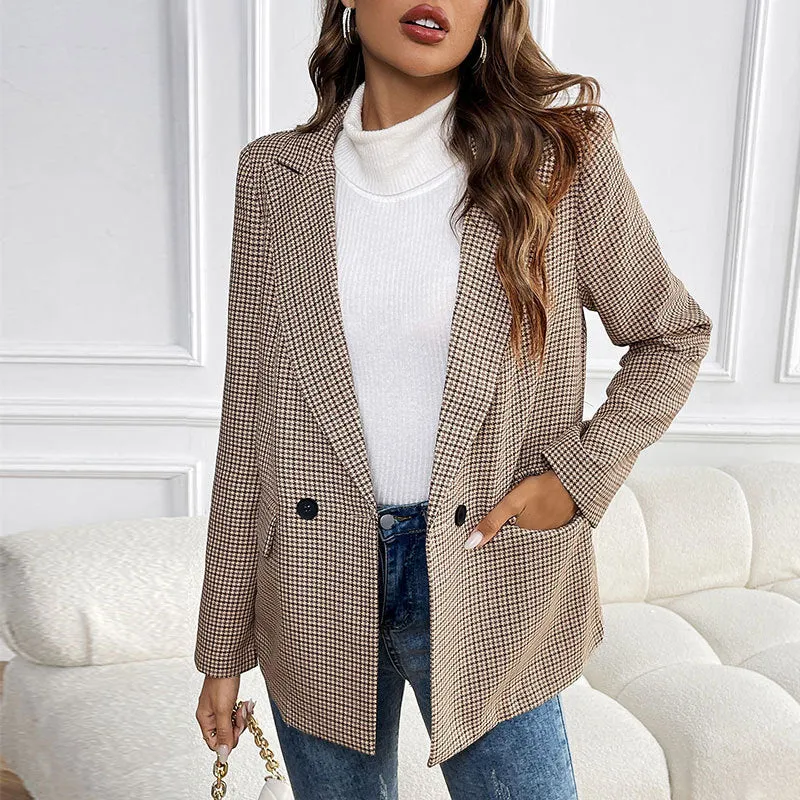 METAVERSMALL foreign trade women's spring and autumn new casual blazer button lapel long sleeve pocket business jacket