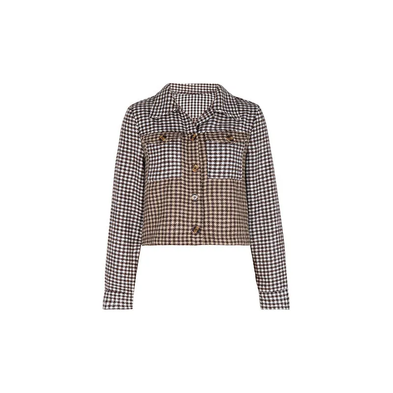 METAVERSMALL New autumn new plaid jacket 2025 short lapel top splicing plaid jacket