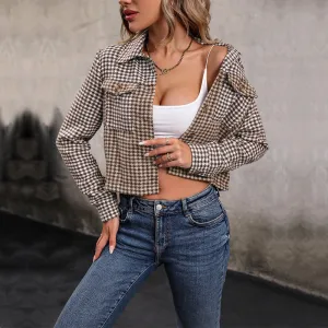 METAVERSMALL New autumn new plaid jacket 2025 short lapel top splicing plaid jacket