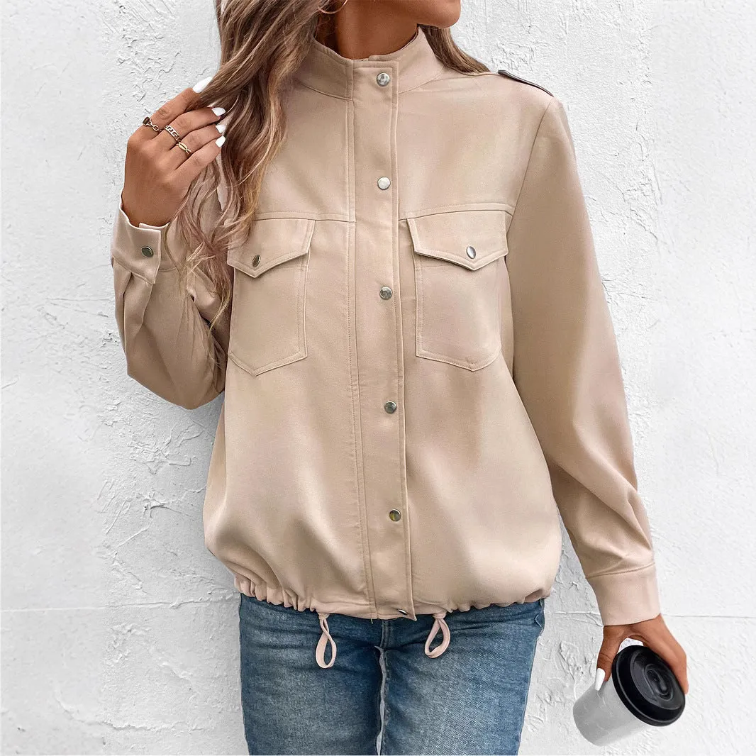 METAVERSMALL New Hot Trade 2025 New Spring and Autumn 2025 Women's Clothing  Stand-up Collar Solid Color Jacket Women