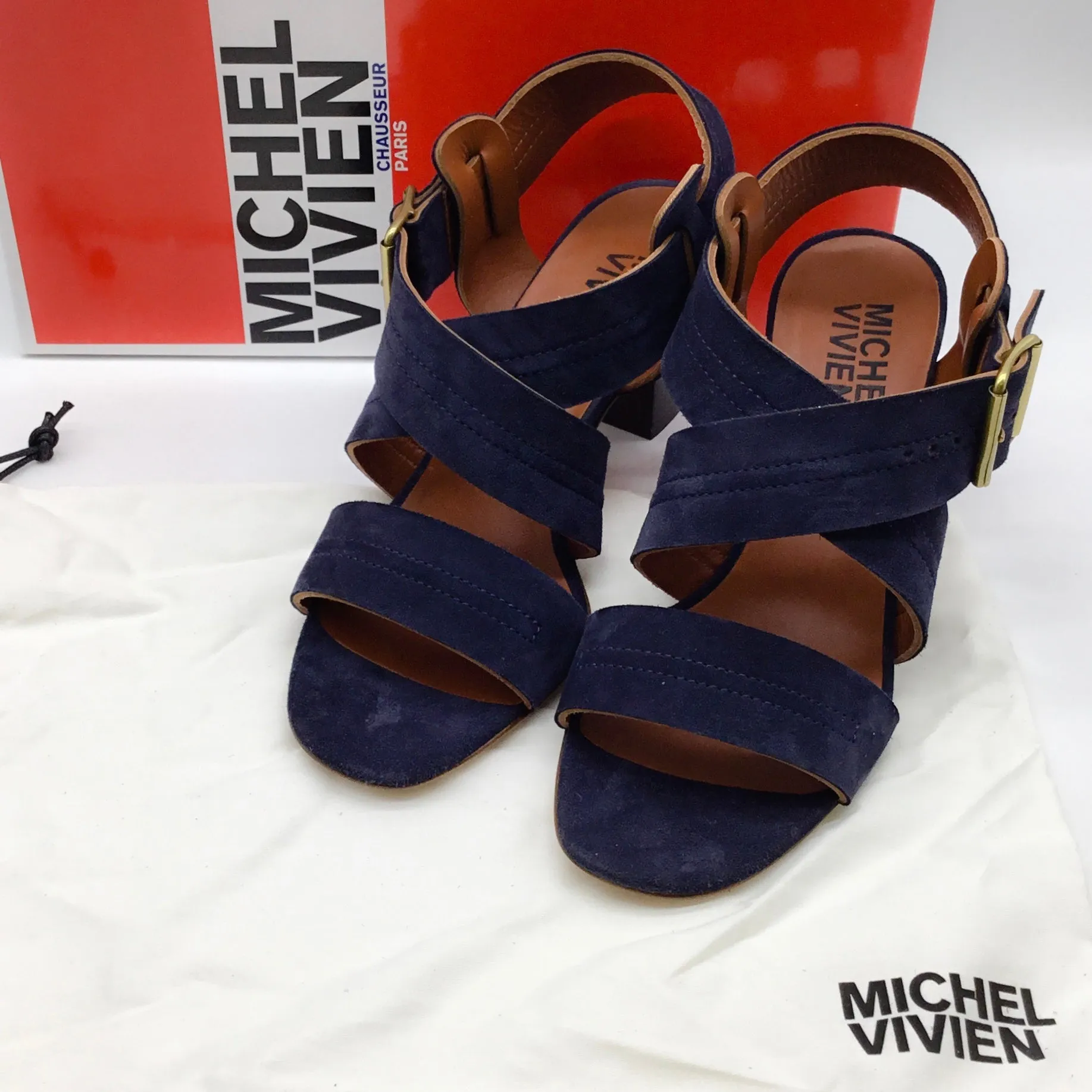 Michel Vivien Blue Suede Camina Sandals