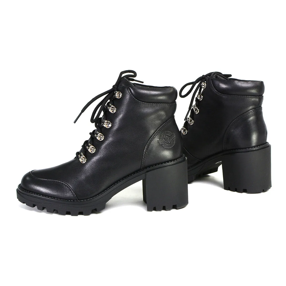 Milwaukee Leather Women's Devine Black Leather Lace to Toe Boots with Platform Heel MBL9439