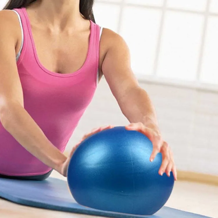 Mini Yoga Pilates Ball Explosion-proof PVC Ball Balanced Fitness Gymnastic Exercise Training with Straw, Diameter: 25cm(Blue)