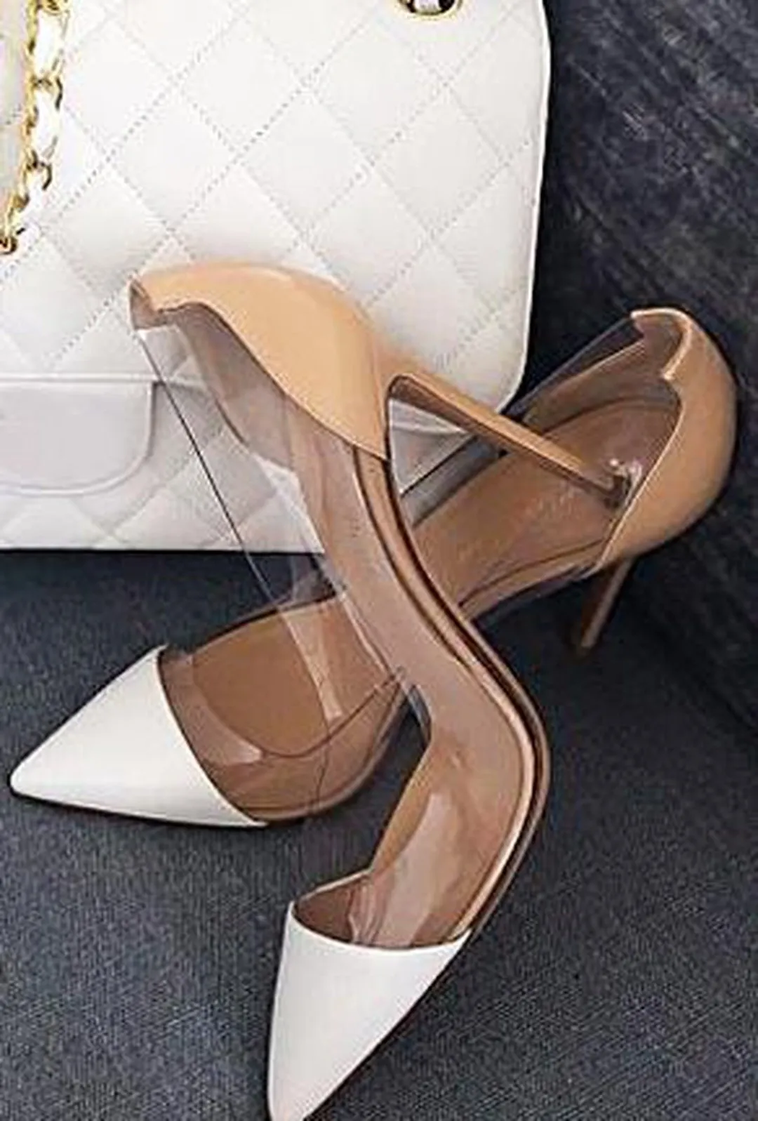 MONI - 2-TONE TRANSPARENT PUMPS HEELS