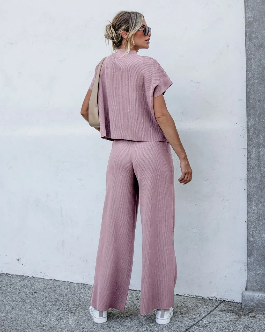 Muse By Magnolia Ribbed Lounge Pants - Mauve - DOORBUSTER