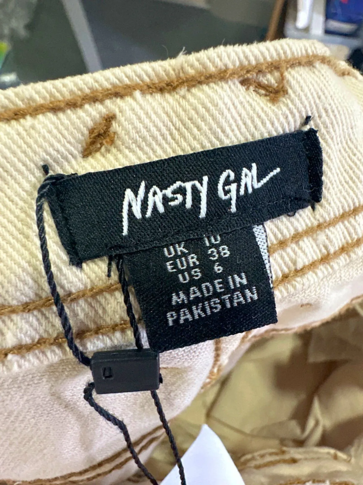 Nasty Gal Ecru Oversized Baggy Jean UK 10