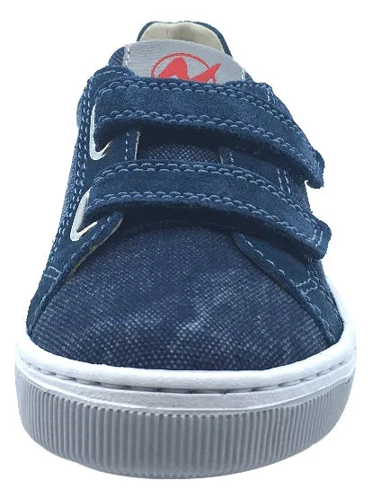 Naturino Boy's & Girl's Contrasting Denim Suede Double Strap Low Top Casual Sneaker Shoe