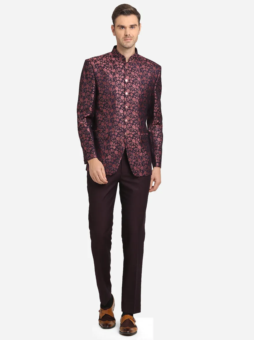 Navy Blue & Purple Jodhpuri Suit | JadeBlue