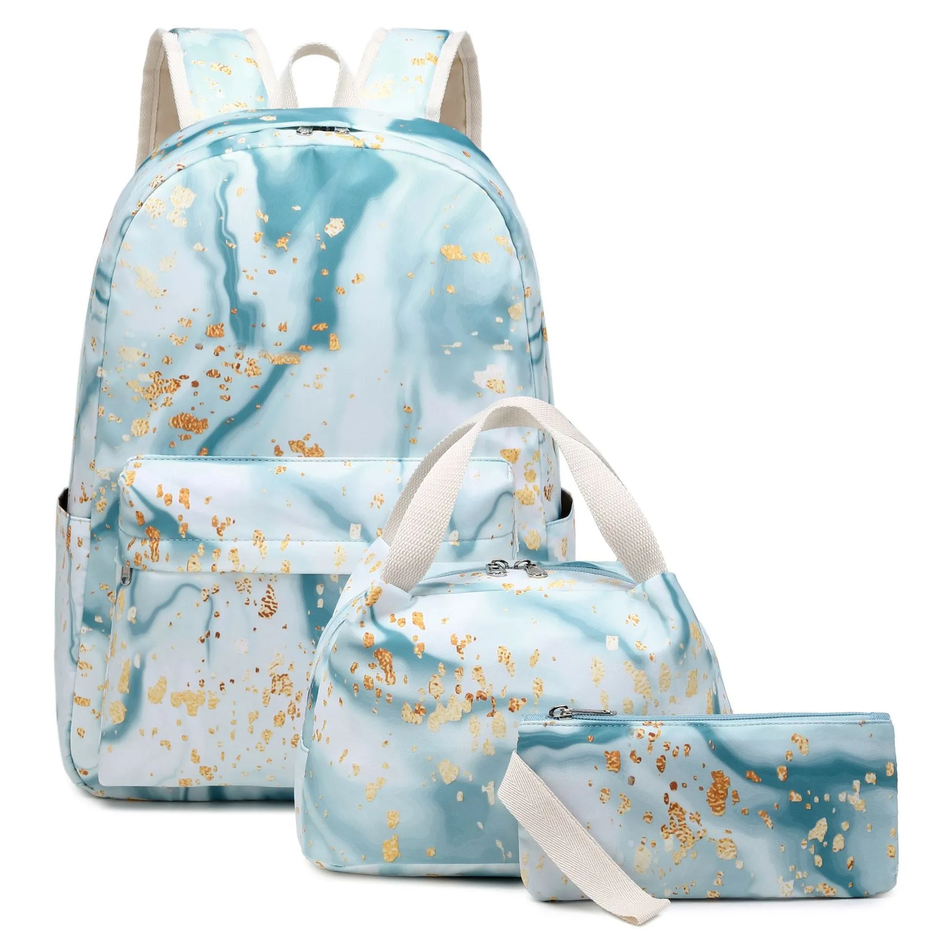 New Primary and Secondary School Schoolbag Female Cross-Border Fashion Three-Piece Waterproof Backpack Outdoor Travel Printed Backpack