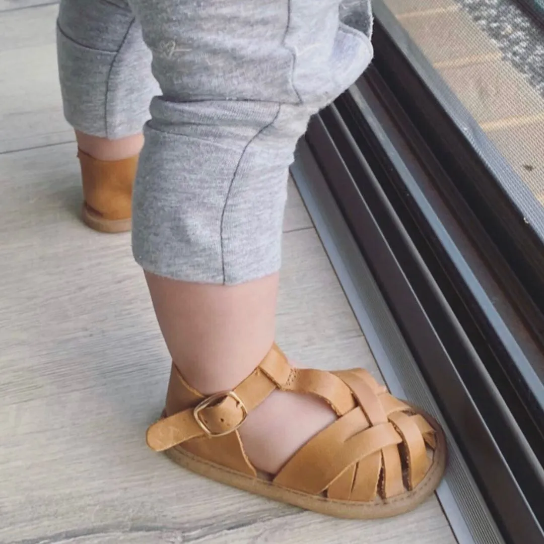 Nutmeg Wax Leather Baby Sandal