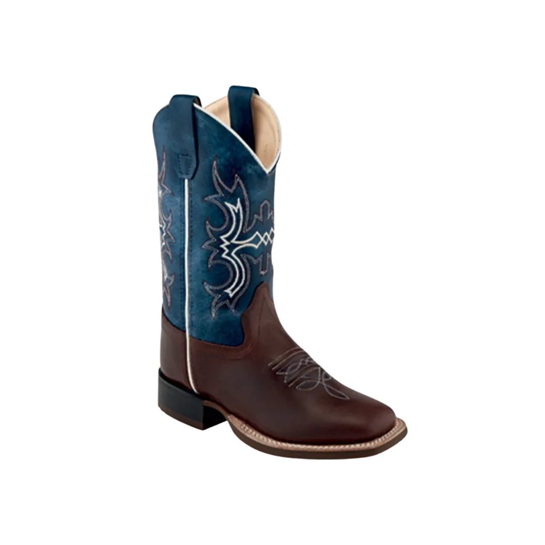 Old West Kid's Wipe Out Leather Blue Boots