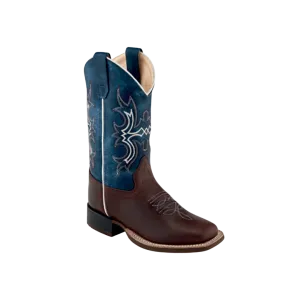 Old West Kid's Wipe Out Leather Blue Boots