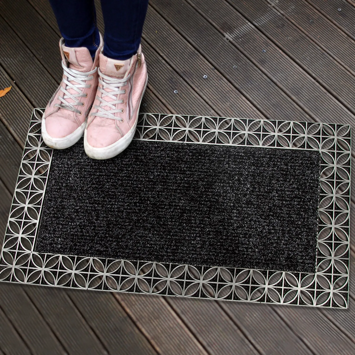 OnlyMat Rubber Tray Mat with Polypropylene Mat - Sanitisation Purpose and Absorbing Water - Indoor / Outdoor, Waterproof