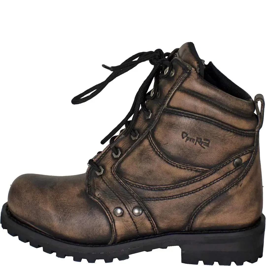 Open Road Men's 7" Lace-Up Motorcycle Boots