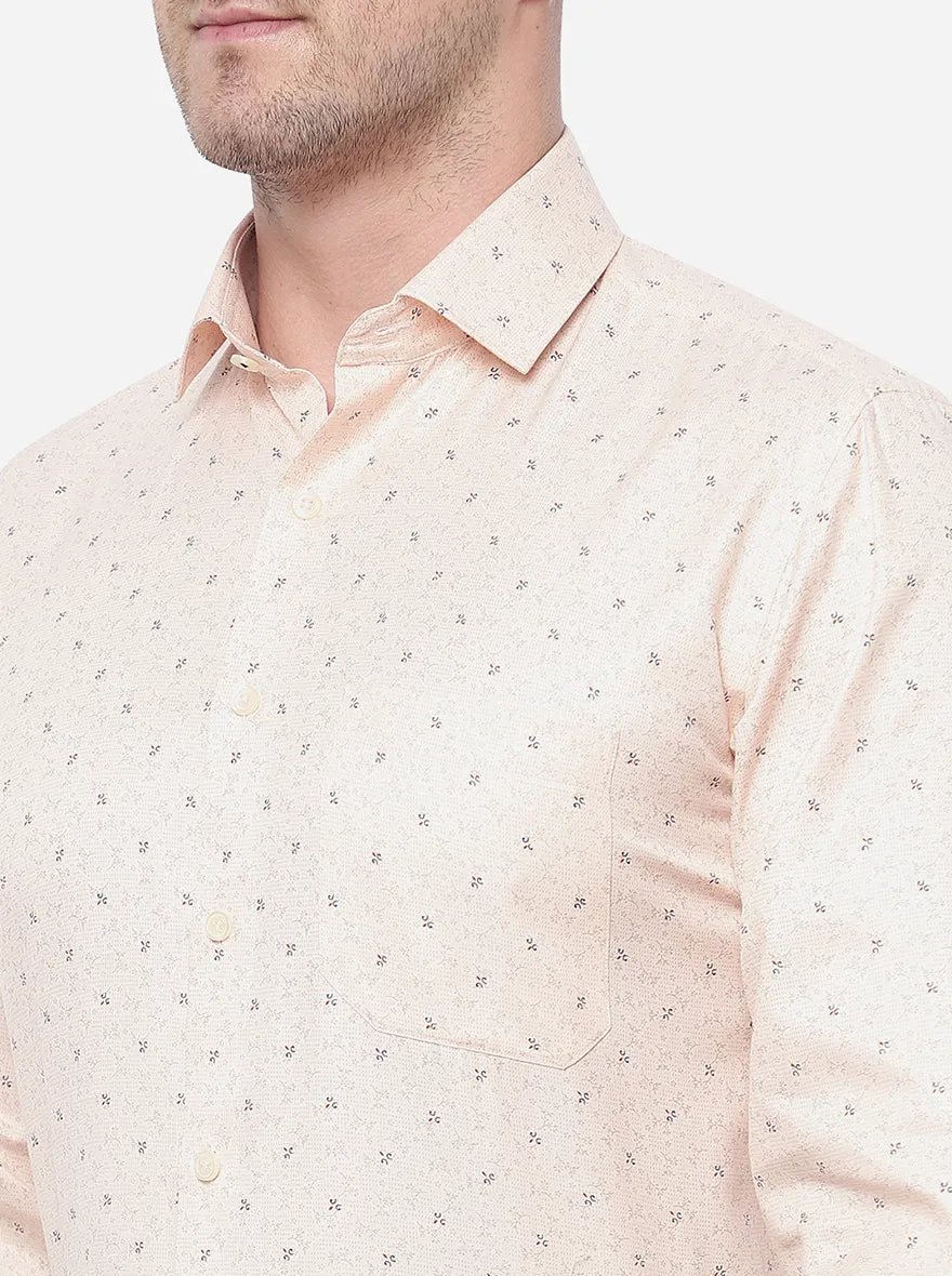 Orange Printed Regular Fit Formal Shirt | Greenfibre