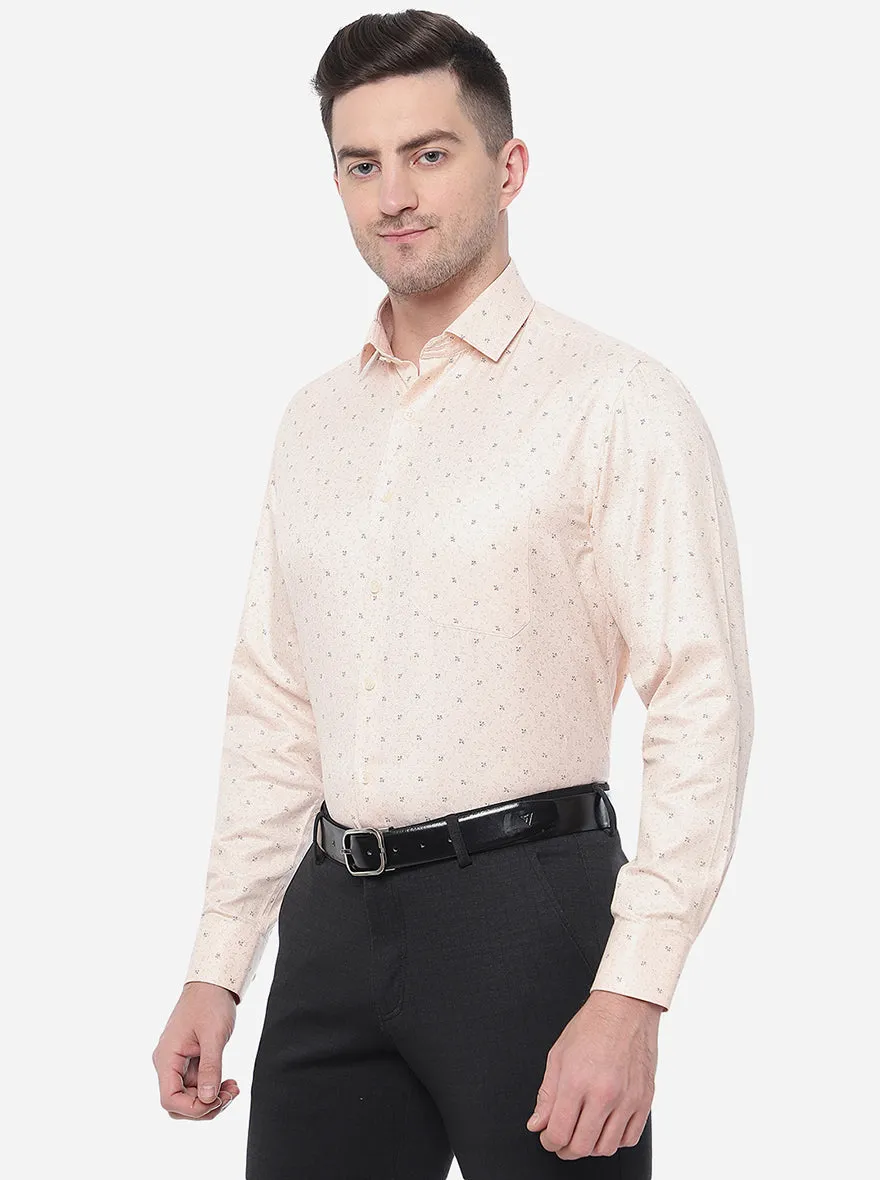 Orange Printed Regular Fit Formal Shirt | Greenfibre