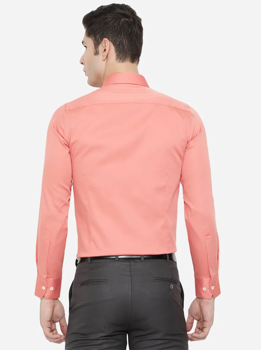 Peach Solid Slim Fit Party Wear Shirt | Wyre