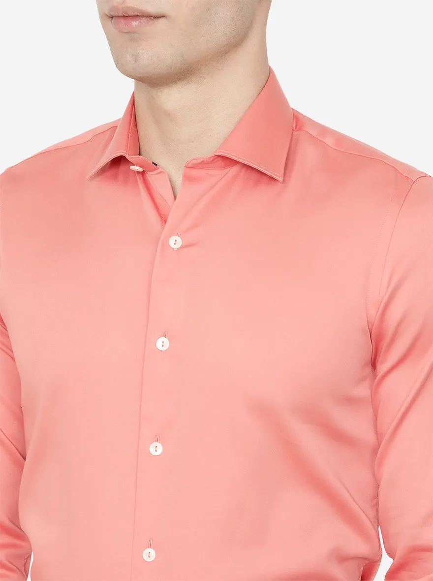 Peach Solid Slim Fit Party Wear Shirt | Wyre