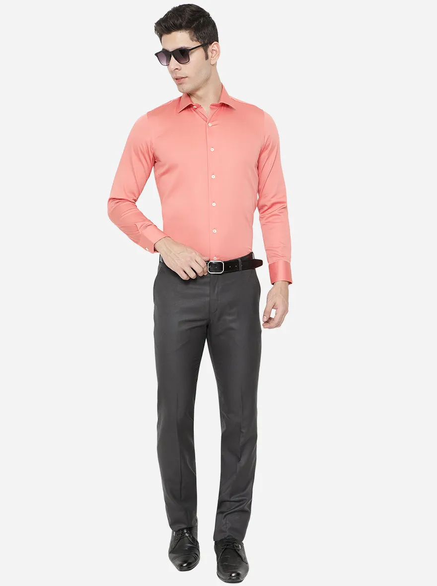 Peach Solid Slim Fit Party Wear Shirt | Wyre