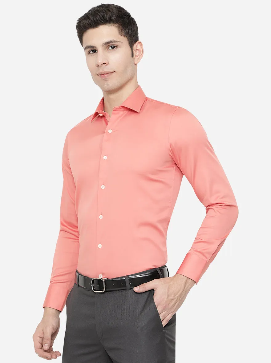 Peach Solid Slim Fit Party Wear Shirt | Wyre