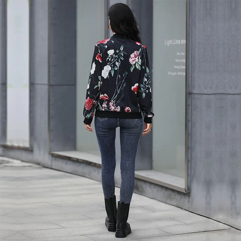 PEOPLETERRITORY Europe, America and New  Hot Trade 2023 Spring and Autumn New Women's Clothing Zipper Printed Baseball Jacket Jacket