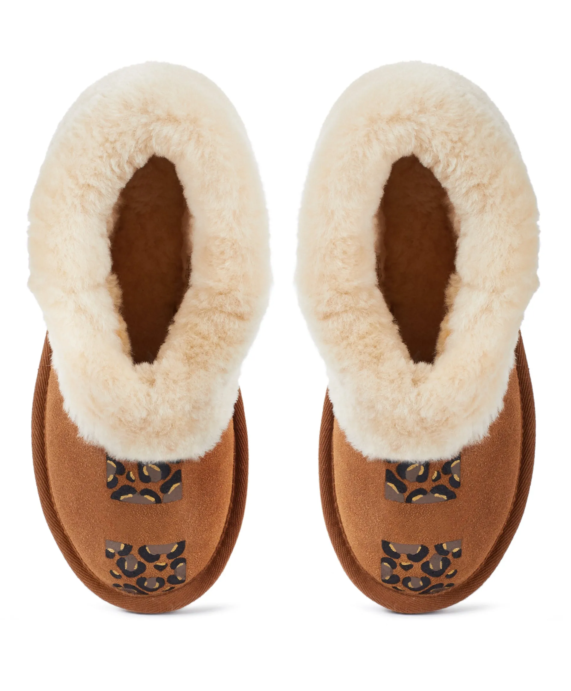 Personalised Womens Leopard Snug Sheepskin Slippers