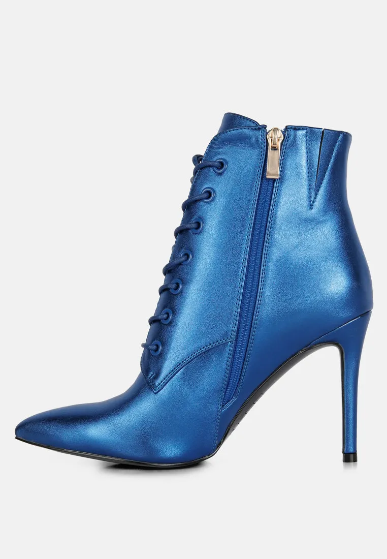 PIET Blue Metallic Stiletto Ankle Boot