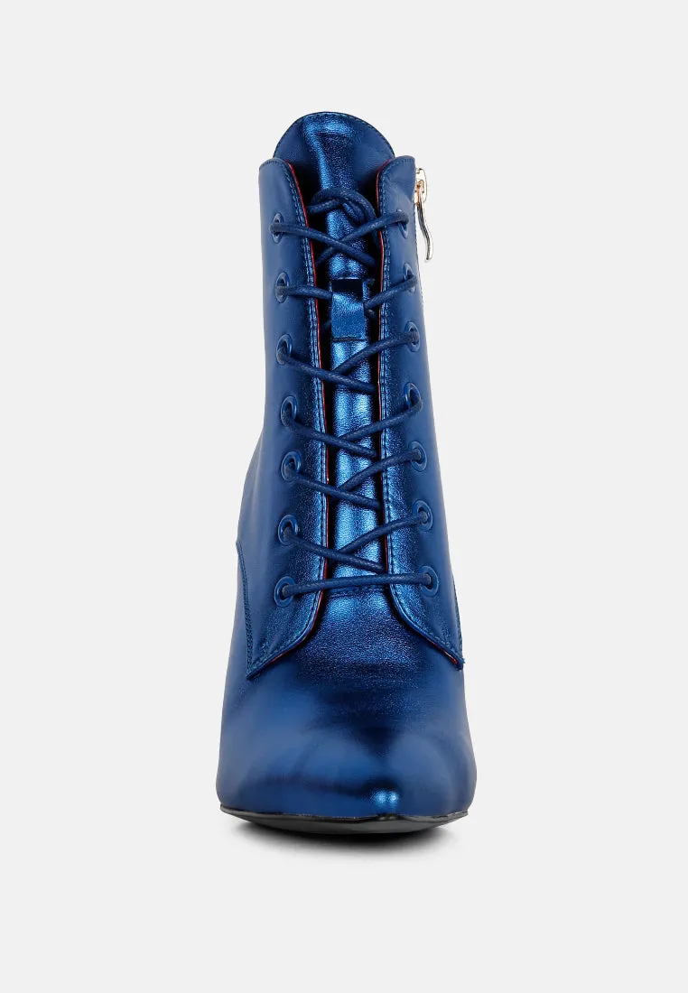 PIET Blue Metallic Stiletto Ankle Boot