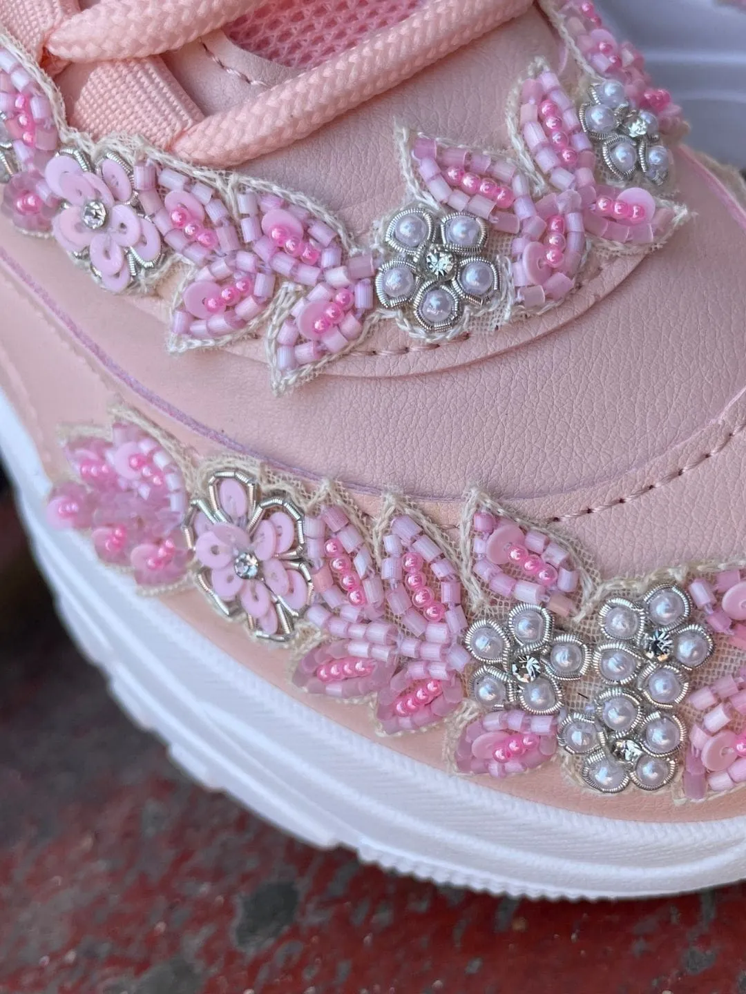 Pink & Silver Work Kanvas Sneakers