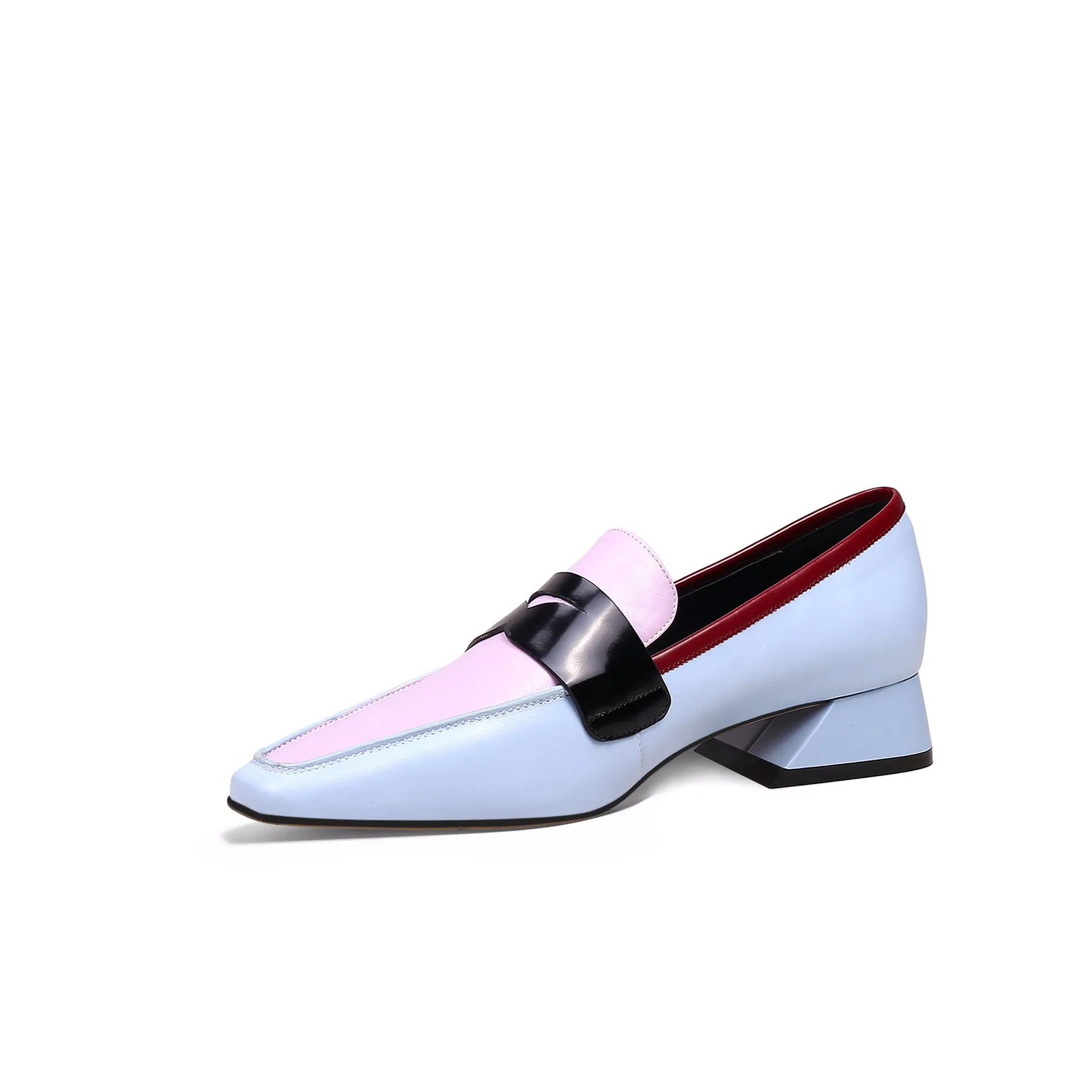 Pointed Toe Trapezoid Heel Loafers