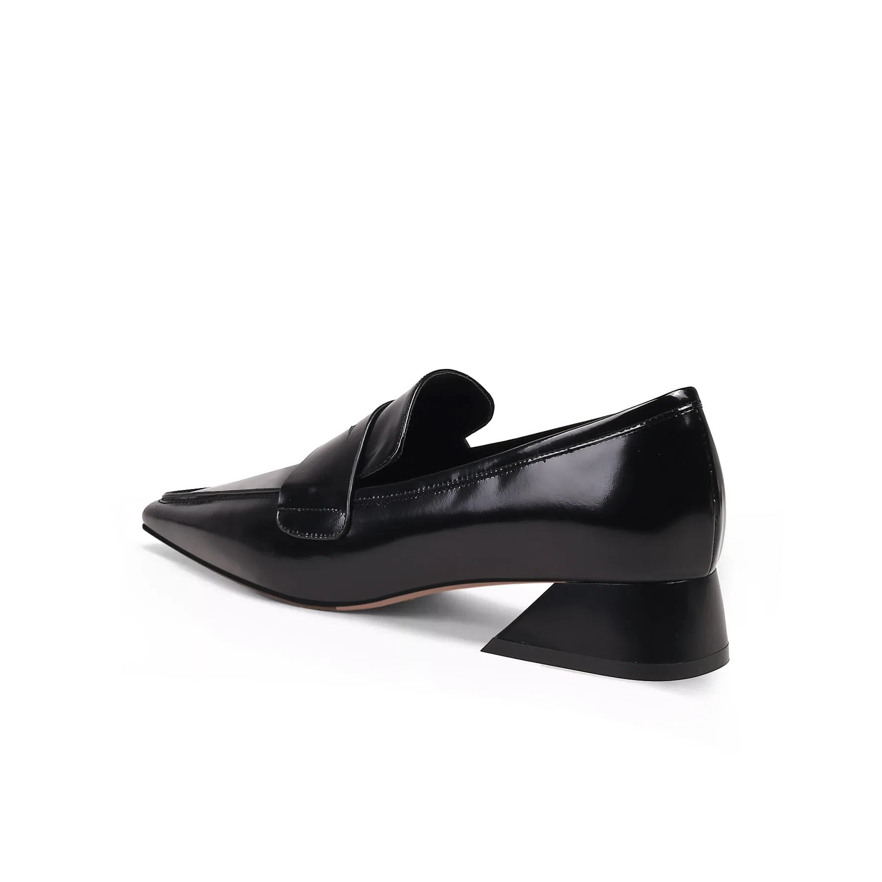 Pointed Toe Trapezoid Heel Loafers