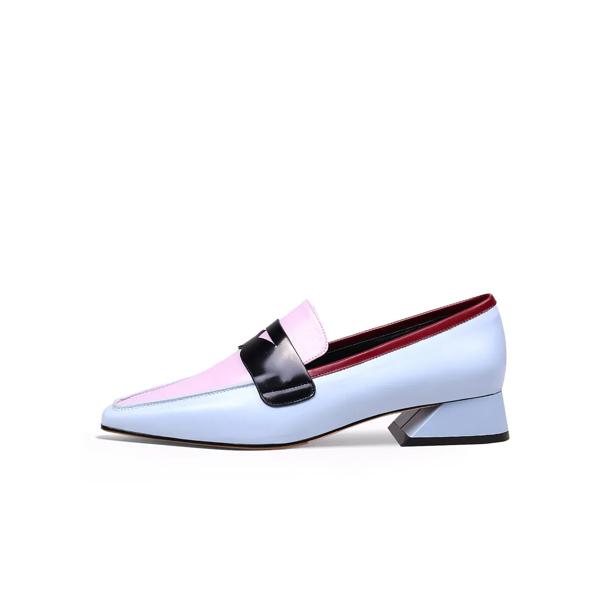 Pointed Toe Trapezoid Heel Loafers