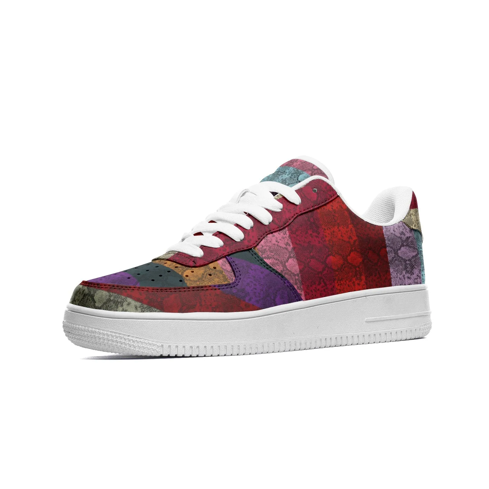 Rainbow Snakeskin Unisex Low Top Leather Sneakers