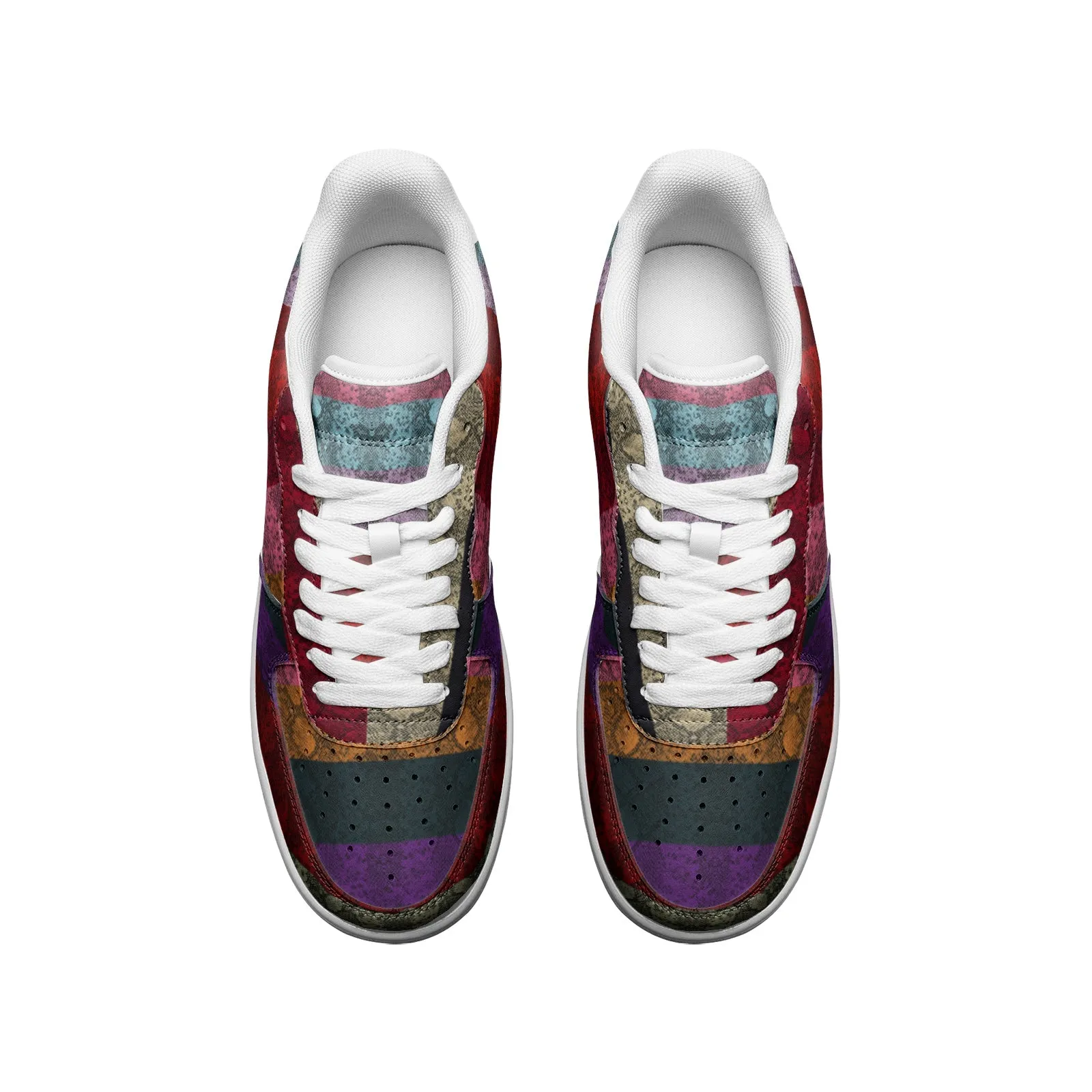 Rainbow Snakeskin Unisex Low Top Leather Sneakers