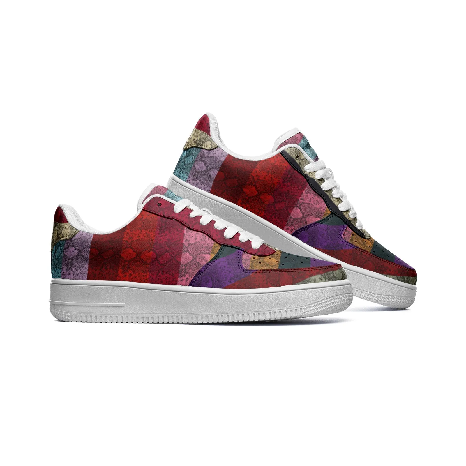 Rainbow Snakeskin Unisex Low Top Leather Sneakers