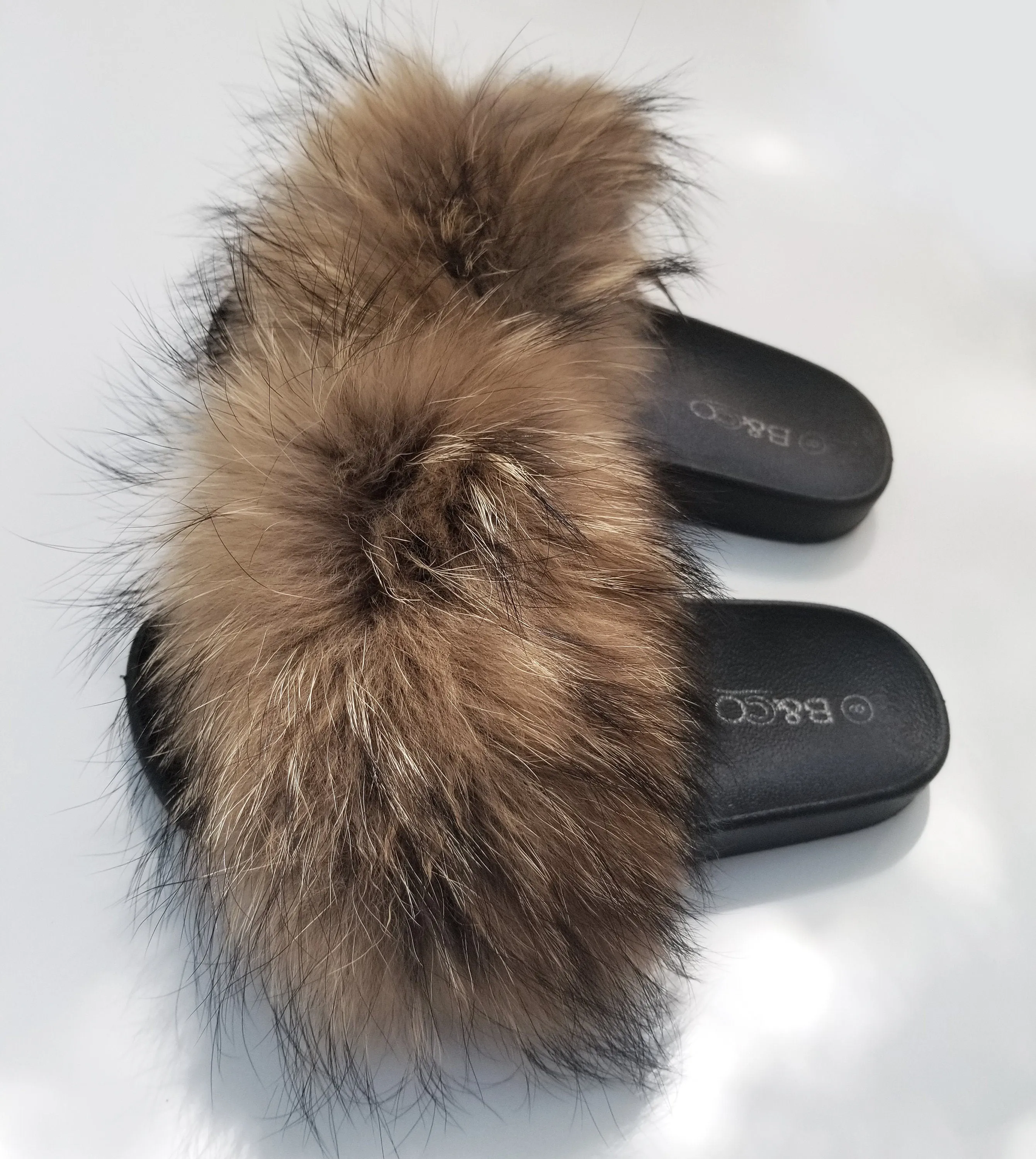 Real Fur for Slippers, Raccoon Fur Pieces, Pair of Raccoon Fur Trim, Raccoon Fur for Sandals, Fluffy Fur Slides, Fur Slippers, Fur Shoes