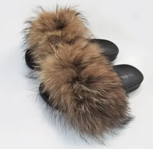 Real Fur for Slippers, Raccoon Fur Pieces, Pair of Raccoon Fur Trim, Raccoon Fur for Sandals, Fluffy Fur Slides, Fur Slippers, Fur Shoes