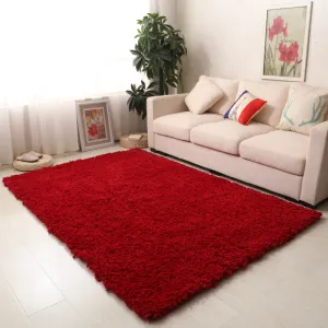 Red Plain Shaggy Rug - Snug