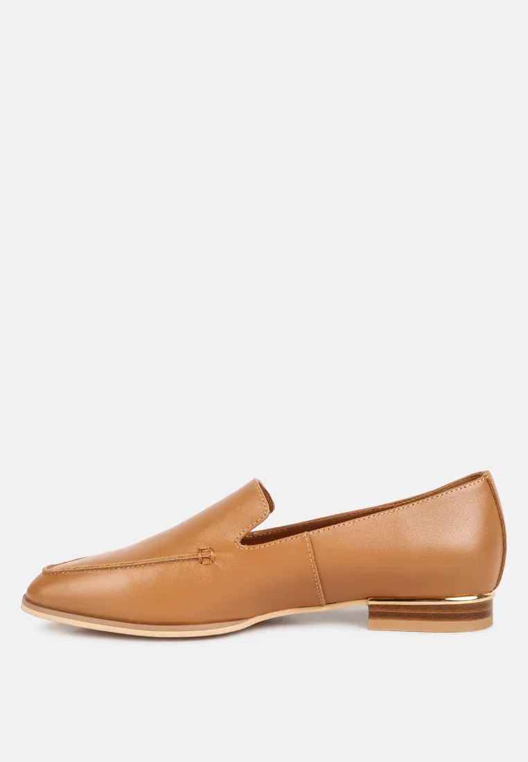 RICHELLI Metallic Sling Detail Loafers in Tan