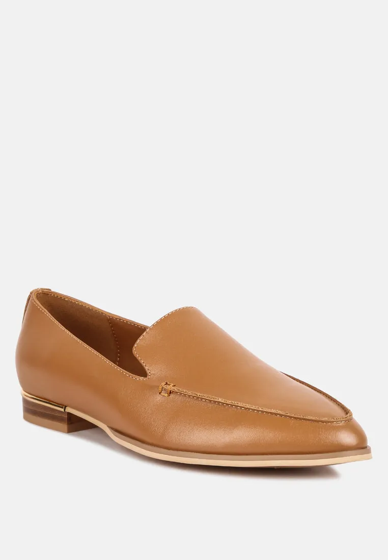 RICHELLI Metallic Sling Detail Loafers in Tan