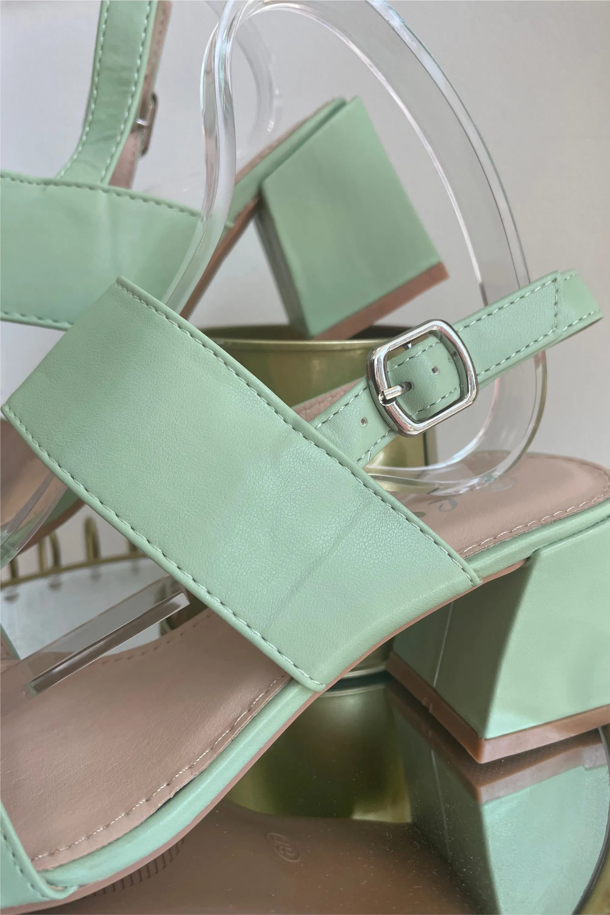 Sage Green Strap Sandal Heel