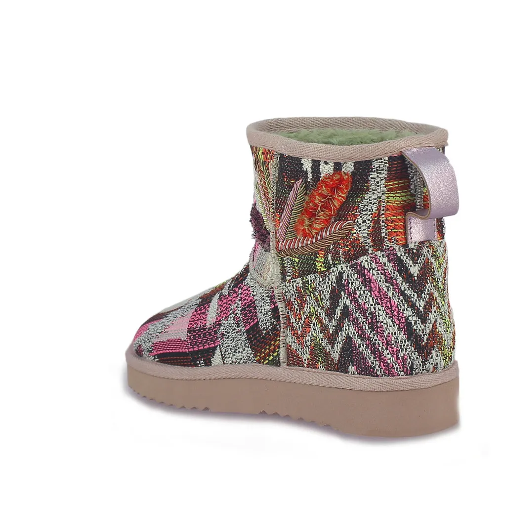 Saint Felice Embroidered Italian Fabric Snug Boots